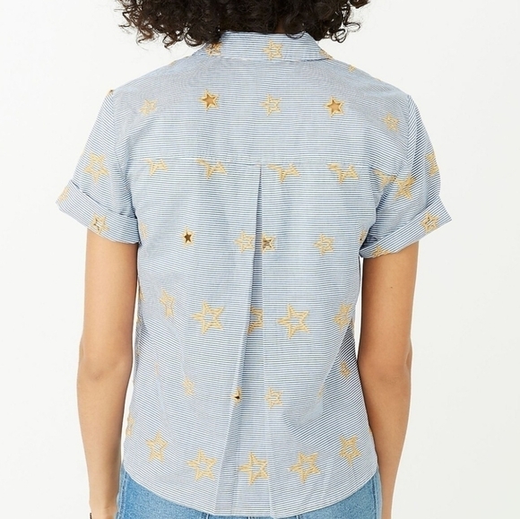 Madewell Star Embroidered Striped Shirt NWOT - Picture 3 of 4